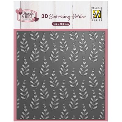 Nellie's Choice 3D Embossing Folder - Heart Branches